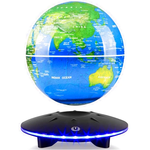 Yegvea Magnetic Levitation Globe, Levitating Globe Lamp World Map Floating & Spinning in the Air for Educational Piece for Kids,Office Decor,Cool GadgetS Birthday Halloween Christmas Gifts (blue, 6 inch)