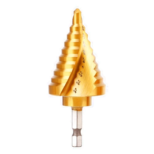 COMOWARE Hex Shank HSS Step Drill Bit with Two Spiral Flutes and Titanium Coating - 10 Step Sizes (1/4” – 1-3/8”) - Ideal for Metal, Stainless Steel, Aluminum, Wood, and Plastic