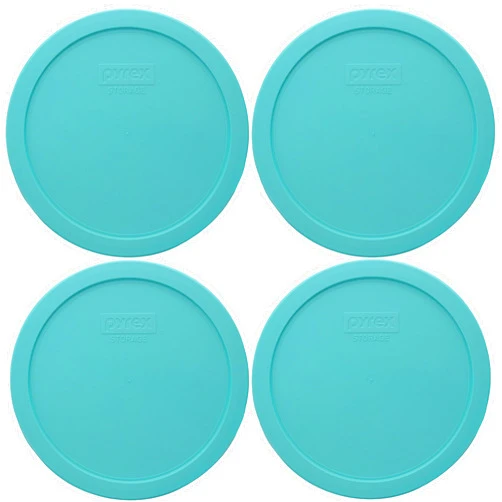 Pyrex 7402-PC 6/7-Cup Sea Glass Green Food Storage Plastic Replacement Lid - 4 Pack