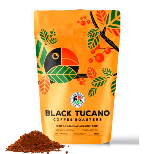 Black Tucano Specialty Coffee - Brazilian Ground Medium Roast Coffee - Honey Coffee Ground Coffee - 8.8 Ounces 250 Gr