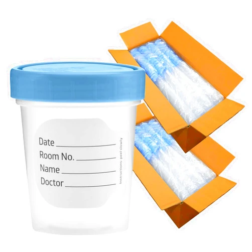 Vakly Specimen Cups With Leak Proof Screw on Lids - 4oz [Pack of 1000] Non-Sterile Urine Sample Containers (Covers may vary Blue or Green)