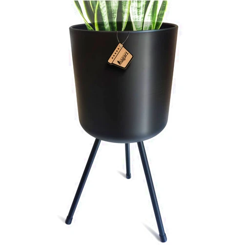 Magarz Mid-Century Metal Flowerpot with Stands, Black Stylish Modern Floor-Standing Flowerpot,Suitable for Orchid, Aloe Indoor Outdoor Decoration 8.5'' Wide 18'' high