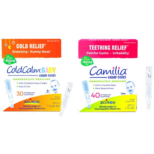 Boiron Camilia Liquid Drops 40 Count and ColdCalm Baby 30 Doses Pack