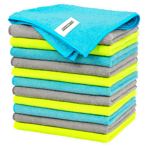 FIXSMITH Microfiber Cleaning Cloth - Pack of 12, Multi-Functional Cleaning Towels, Size: 12 x 16 in, Highly Absorbent Cleaning Rags, Lint-Free, Streak-Free Cleaning Cloths for Car Kitchen Home Office