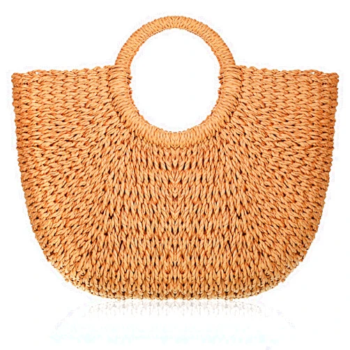 Frienda Straw Tote Bag Summer Beach Bag Handmade Straw Rattan Woven Handbag for Women Travel