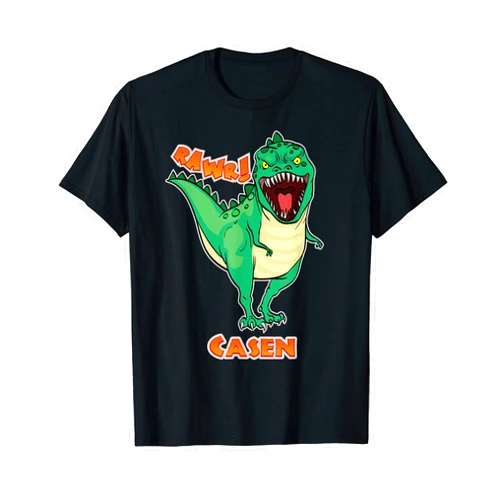Dinosaur Personalized Name Custom Clothing CASEN Name Personalized Custom Dinosaur Rawr T-Rex T-Shirt