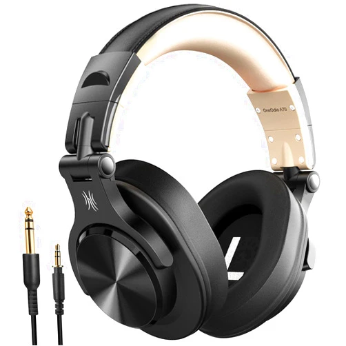 OneOdio A70 Bluetooth Over Ear Headphones - 50 Hours Playtime Wired and Wireless Headphone, Studio Recording Headphones for Mixing and Mastering with Bass for Guitar Keyboard Computer Laptop(Gold)