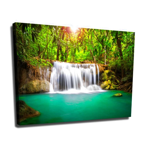 NGANOH Forest Waterfall Landscape Pond Poster Canvas Print Painting Picture Wall Art Home Hallway Bedroom Living Room Decor (unframe,8x12 inch)