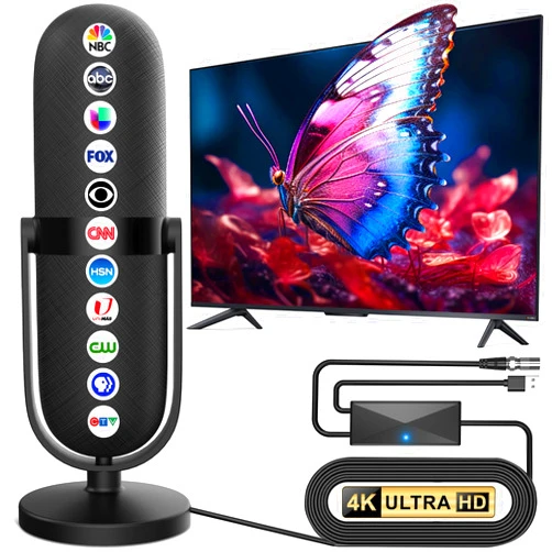 HDTTVVT 2024 TV Antenna,Digital TV Antenna for Smart TV,TV Antenna Indoor 980+ Miles Range 360° Receptions,TV Antennas for Local Channels Support 4K 1080p TVs-HDTV Antenna Indoor Outdoor with 26ft Coax Cable