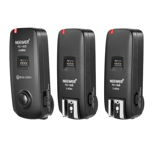 NEEWER FC-16 2.4G Wireless Camera Shutter Studio Flash Trigger with Two Receivers, Compatible with Nikon D7100 D7000 D5100 D5000 D3200 D3100 D600 D90 D800E D800 D700 D300S D300 D200 D4 D3S D3X D2Xs