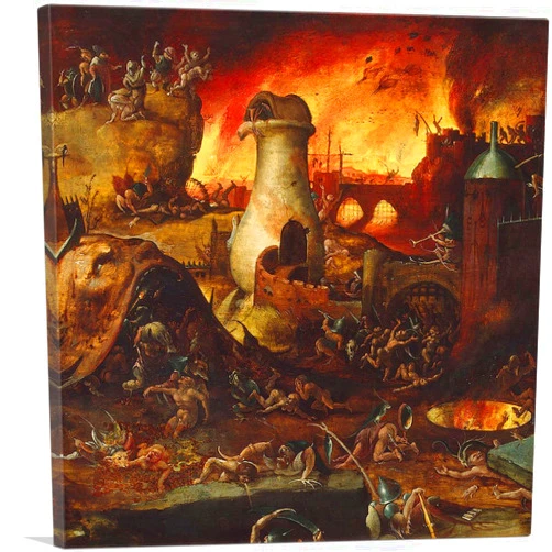 ARTCANVAS Hell Canvas Art Print Stretched Framed Painting Picture Poster Giclee Wall Decor by Hieronymus Bosch - 12