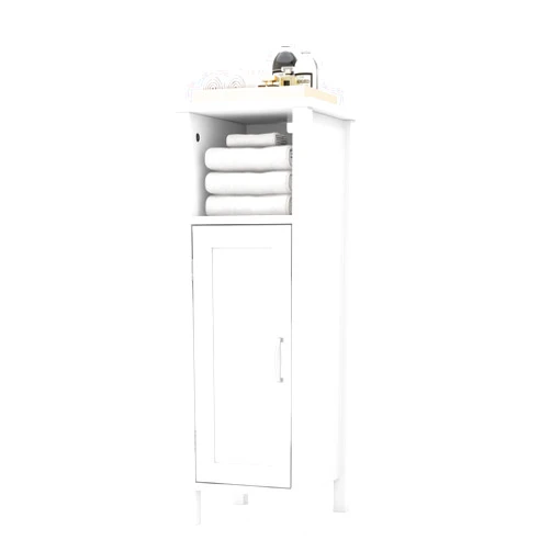 HAPPYGRILL Bathroom Floor Cabinet, Narrow Bathroom Cabinet Organizer Console Table Nightstand w/Adjustable Inner Shelves, Freestanding Bathroom Storage Cabinet for Living Room Kitchen Entryway