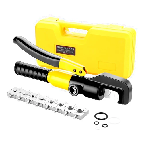 TEENO Hydraulic Crimping Tool 10T Hydraulic Cable Lug Crimper 12 to 2/0 AWG Hydraulic Hand Crimper Tool Electrical Terminal Cable Wire Tool Kit with 9 Die