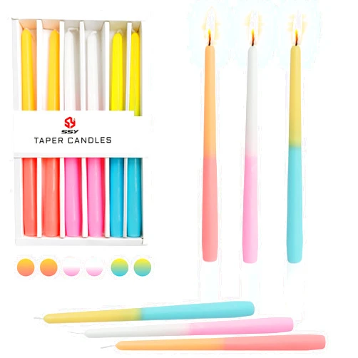 Gedengni Colorful Candles Dripless Candle Sticks - 6pcs Gradient Taper Candles Rose Tapered Candlesticks Aromatherapy Candles for Home Dinner Party Decor Idea (8S-Rose)