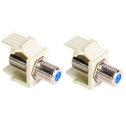 Leviton 41084-FIF QuickPort F-Type Adapter, Nickel-Plated, Ivory (Pack of 2)