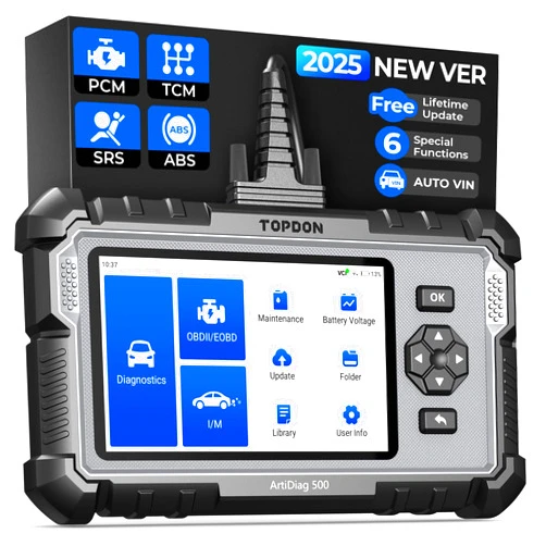 TOPDON OBD2 Scanner TOPDON AD500, Oil SAS Throttle TPMS BMS EPB Reset, Engine ABS SRS Transmission, Diagnostic Scan Tool, AutoVIN, Car Check Engine Code Reader with Battery Test, Lifetime Wi-Fi Free Update
