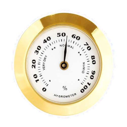 Bwexxt Golden Upgraded Mini 38mm Round Glass Analog Hygrometer Suitable for Humidors Guitar Violin, Thermometer with Probe Thermometers and Weather Instruments Temperature Reading Thermometer