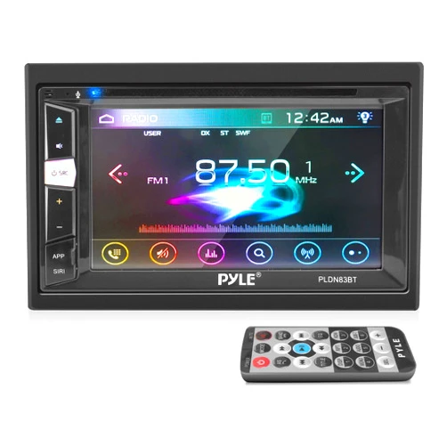 Pyle Double Din DVD Car Stereo Player Bluetooth in-Dash Car Stereo Touch Screen Receiver w/ USB/SD, MP3, CD Player, AM FM Radio, Steering Wheel Feature, Hands-Free Call, Camera/Speaker Input - Pyle