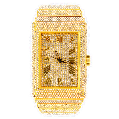Generic Men's White Gold Plated Full Iced Bling Out Luxury Fashion Lab Diamond CZ Round Quartz Movement Watch