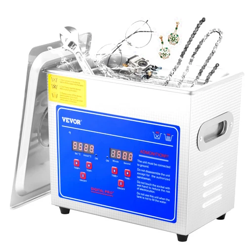 VEVOR 3L Sonic Cleaner, Digital Timer & Heater, Stainless Steel Industrial Cleaning Machine for Jewelry, Watches, Glasses, and Small Parts, 110V, FCC/CE/RoHS Certified