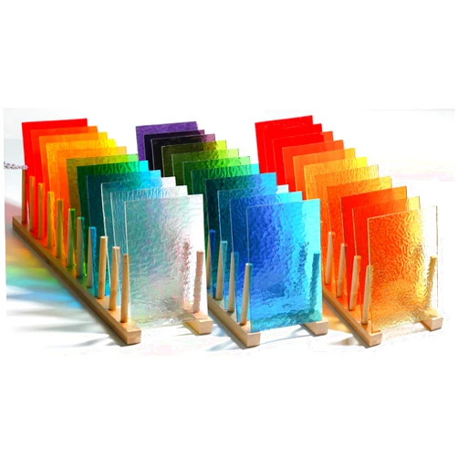 Lanyani 26 Sheets Transparent Stained Glass Sheets Packs for Art Crafts, Textured Bright Color Variety Translucent Cathedral Art Glass Sheets for Mosaic Glass DIY Projects, 4x6 inches