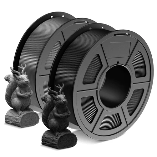 SUNLU 2kg PLA 3D Printer Filament PLA Filament 1.75mm, Neatly Wound PLA 3D Printing Filament 1.75mm, 2000g PLA Filament Good Vacuum Packaging, 2kg in Total, 1kg per Spool, Pack of 2, Black+Grey