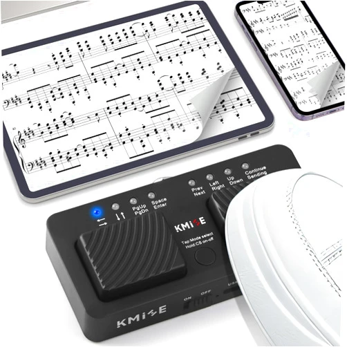 Lotmusic Kmise Wireless Page Turner Pedal, Small Silent Ipad Foot Pedal Page Turner for Android | iOS | Windows, 48 Hours Long Battery Endurance Cordless Page Turner Pedal for Flip Pages from music Softwares.