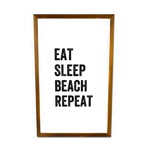 LUIJORGY Eat Sleep Beach Repeat Framed Wood Sign Wall Plaque 8x12in Wooden Wall Sign with Scripture Bible Verse Quotes,Vintage Family Sign Housewarming Gifts Farmhouse Bedroom Living Room Home Decor