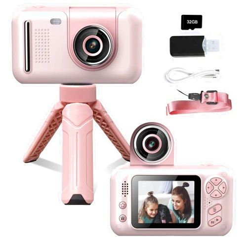 Makolle Kids Camera, Kids Camera for Girls, Kids Digital Camera, Kid Video Camera for vlogging, Kids Video Camera with Flip-up Lens for Toddler Camera 3 4 5 6 7 8 Years Old Girls