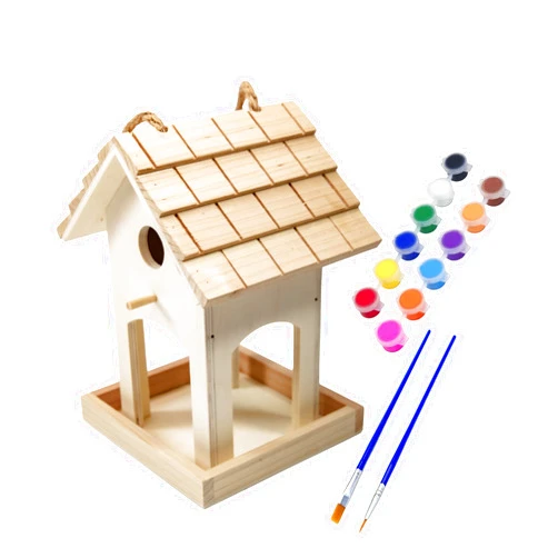 Berfutall-DIY Wooden Bird House for Outdoor, Wild Bird Feeder, Hanging Birdhouse,Perfect for Cardinals, Bluebirds, and More. (A)