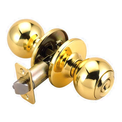 Design House 782938 Ball Knob, Keyed Entry, Polished Brass