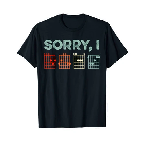 Funny Guitarist Shirt Mens Sorry I-DGAF Hidden Message Guitar Chords Music Note T-Shirt