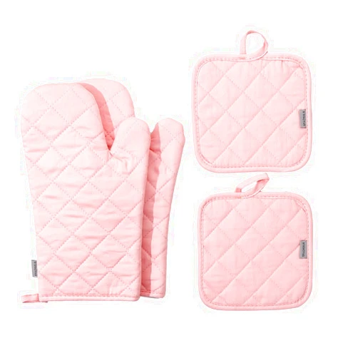 M MIAOYAN Oven Mitts and Pot Holders 4 pcs Set,High Heat Resistant 500 Degree Extra Thicken Long Kitchen Cotton Oven Glove for Cooking (12 Inch,Pink)…