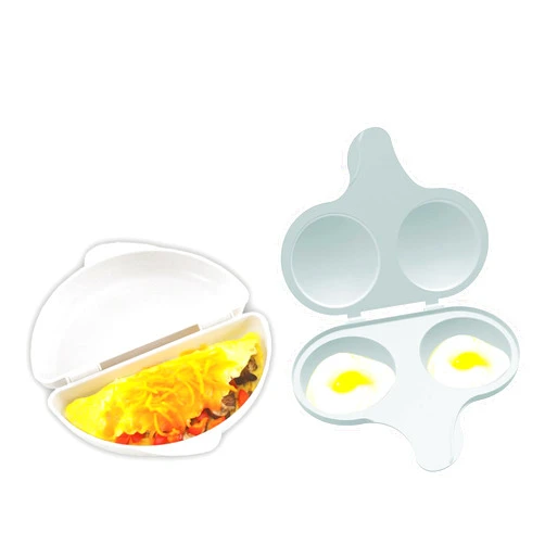 Nordic Ware Easy Breakfast Set - Omelet Pan and 2 Cavity Egg Poacher (Microwaveable)