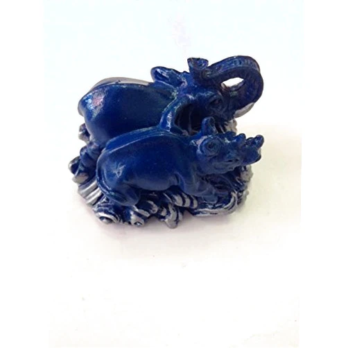feng shui Mylucky Mini Blue Rhinoceros and Elephant Statue Figurine