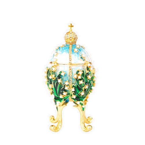 FASSLINO Blue Easter Egg Jewelry Trinket Boxes Hand-Painted Enamel Jewelry Storage Ring Holder Vintage Decoration Gifts