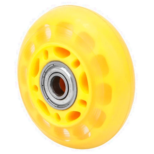 TenNuoDa 608ZZ Casters,Yellow Transparent Silent PU Heavy Duty Fixed Caster Wheels with Rigid Non-Swivel Top Plate for Skates