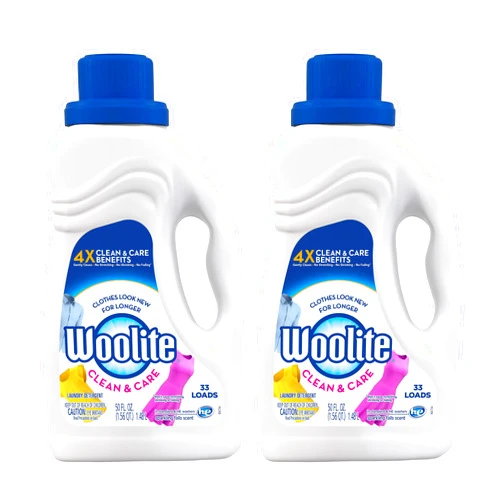 Woolite Clean & Care Liquid Laundry Detergent, 2x33 Loads, 2x50oz, Regular& HE Washer, Gentle Cycle, sparkling falls scent,packaging may vary