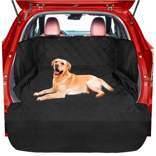FunniPets SUV Cargo Liner for Dog, Water-Resistant Dog Cargo Liner with Side Flaps Protector, Non-Slip Dog Trunk Cover with Bumper Flap for SUVs Sedans Vans, Universal Fit Large Size, Black