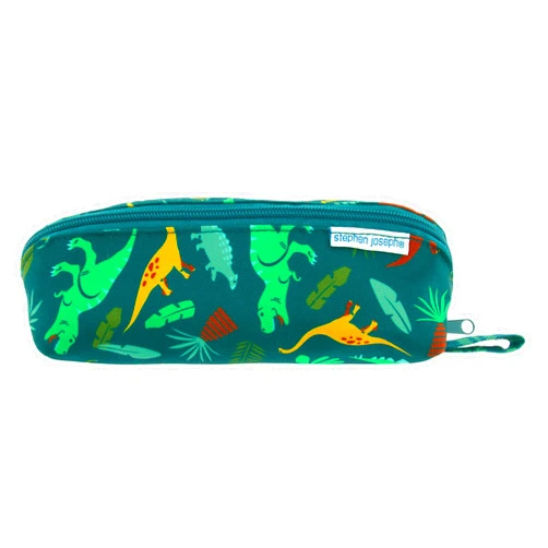 Stephen Joseph All Over Printed Pencil Pouch | Multipurpose Kids School Stationary Case, Colorful Cute Designs with Large Space for Pencils and Pens, Dino, Pencil Case