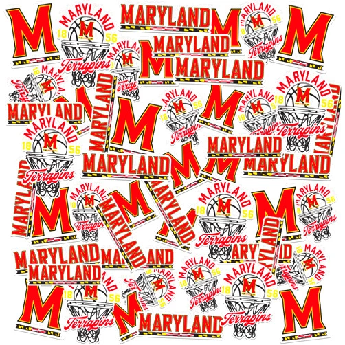 GRAPHICS & MORE University of Maryland Basketball Sports 50ct Vinyl Large Deluxe Stickers Variety Pack - Laptop, Water Bottle, Scrapbooking, Tablet, Skateboard, Indoor/Outdoor