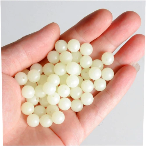 LANSEYU 200pcs Hard Fishing Beads Stopper 10mm Luminous Round Fishing Space Beans Stops Rig Lure Accessories Fishing Tools Luminous Bait