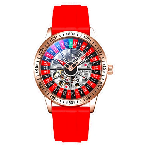 FANMIS Men's Luxury Roulette Wheel Automatic Mechanical Watch Hollow Skeleton Dial Design Watches Stainless Steel Waterproof Business Luxury Automatic Self-Wind Wristwatch