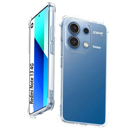 USTIYA Case for Redmi Note 13 4G 6.67 Inch Clear TPU Four Corners Military-Grade Protection Cover Transparent Soft funda