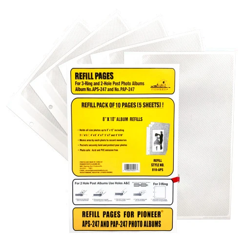 Pioneer Photo Albums 10 Pocket Refill for APS-247 Series Photo Albums, 8 by 10-Inch, Yellow