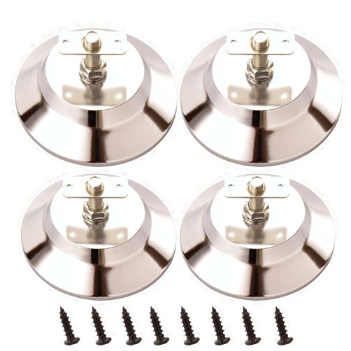 HEXJOZEI Pool Table Leg Levelers, Billiards & Ping Pong Table Leg Straighteners (Set of 4, Silver, Metal + PE Base, 4.92 inches, Modern, Industrial Style)