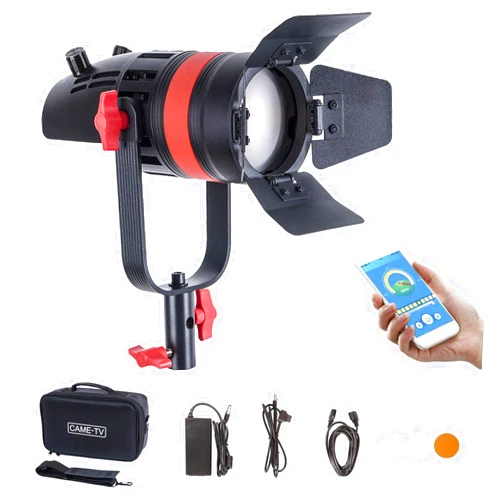 Cametv Came-TV Boltzen Q-55WMKII COB 55W Fresnel Focusable Led Video Light Kit,Daylight 5600K CRI96+ TLCI98+ APP Control Lighting Effects Adjustable Frequency Removable Barn-Door Carry Bag