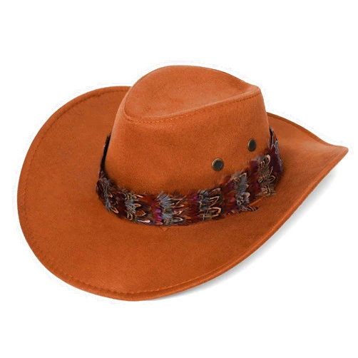 Feather Hat Band for Men Women - Feather Cowboy Western Hat Bands with Adjustable Strap