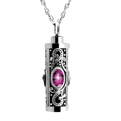 XIUDA Crystal Cremation Urn Necklace for Ashes Keepsake Cremation Jewelry for Human Ashes Stainless Steel Memorial Pendant with Flower for Women