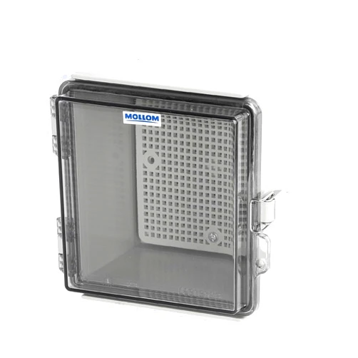 Mollom Outdoor Junction Box for Electrical Project Waterproof IP67 with Hinged Transparent Cover, Stainless Steel Latch, Mounting Plate, and Wall Brackets(150x150x120mm | 5.9x5.9x4.7In)